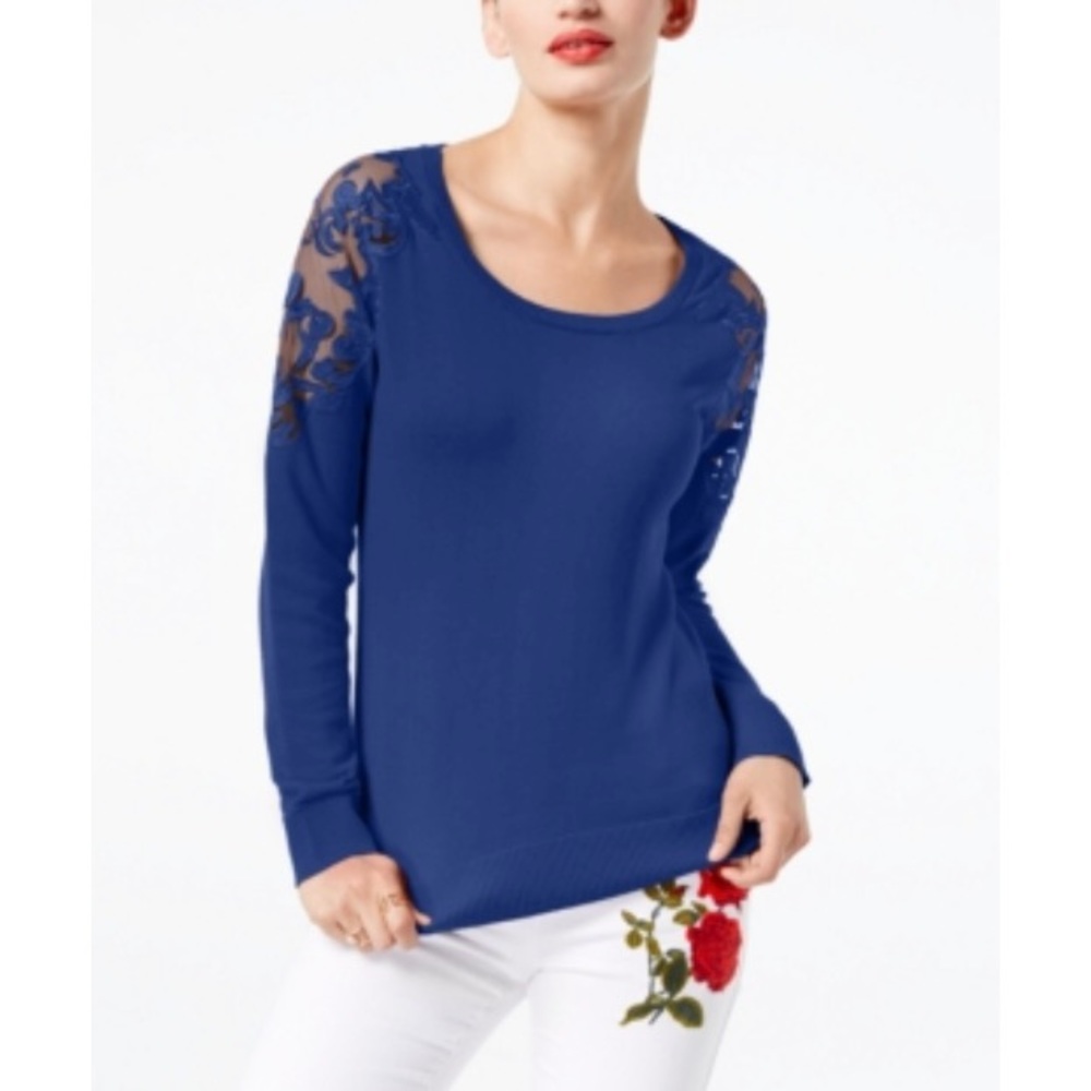 INC Lace-Trimmed Sweater